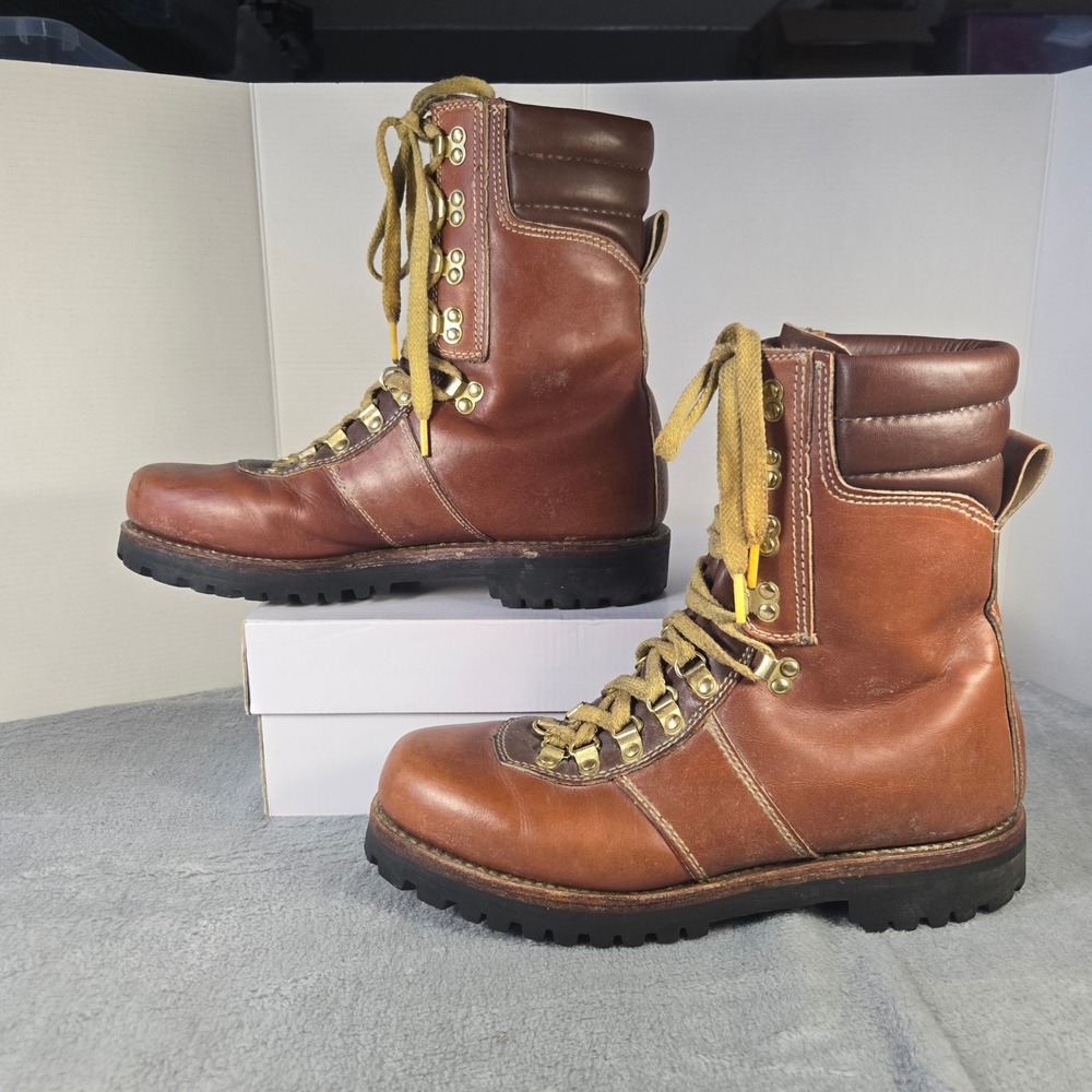 Vintage Montblanc Men Brown Leather Hiking Boots Style 86088-670 Size 10 D